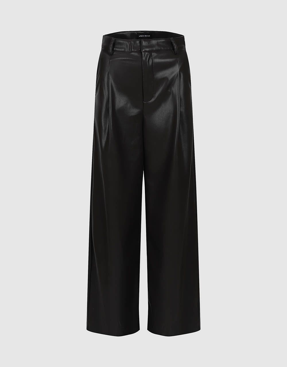 Vegan Leather Wide-Leg Pants sold by Urban Revivo