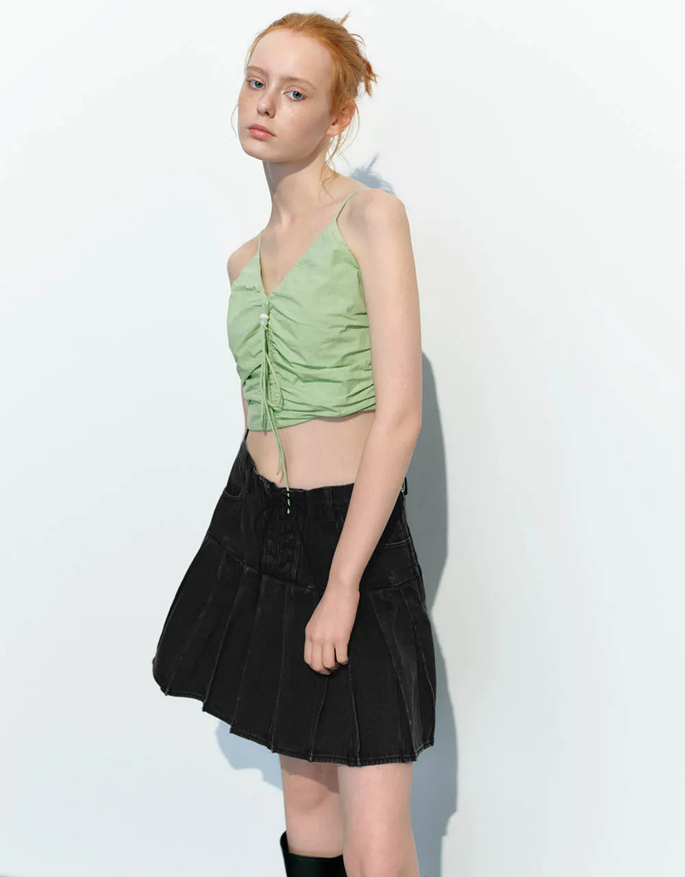 Lace Up Front V-Neck Cami Top sold by Urban Revivo product image thumbnail 3