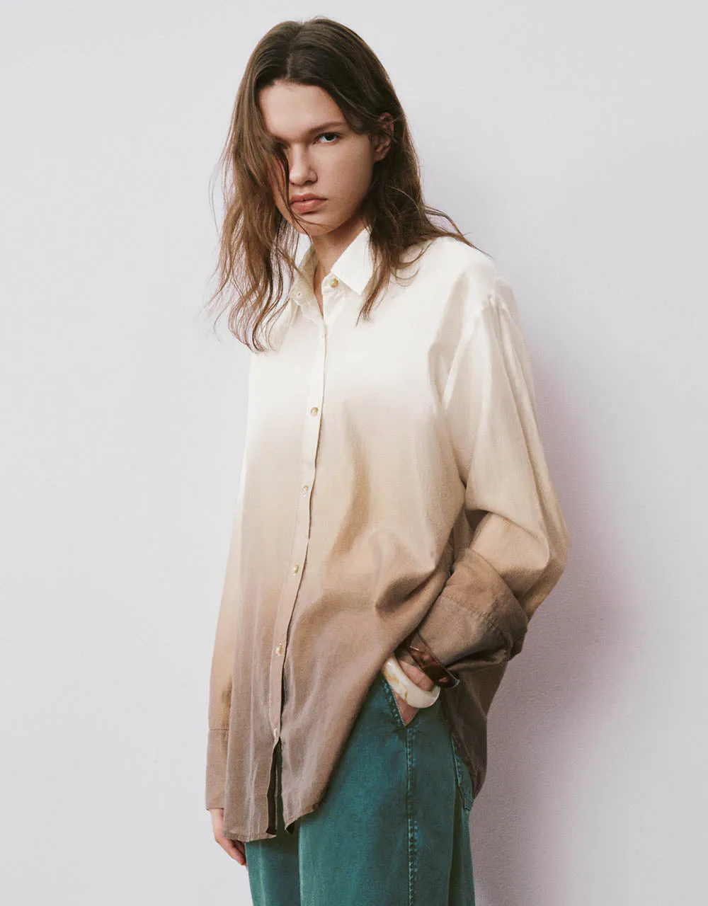 Gradient Button Up Straight Shirt sold by Urban Revivo