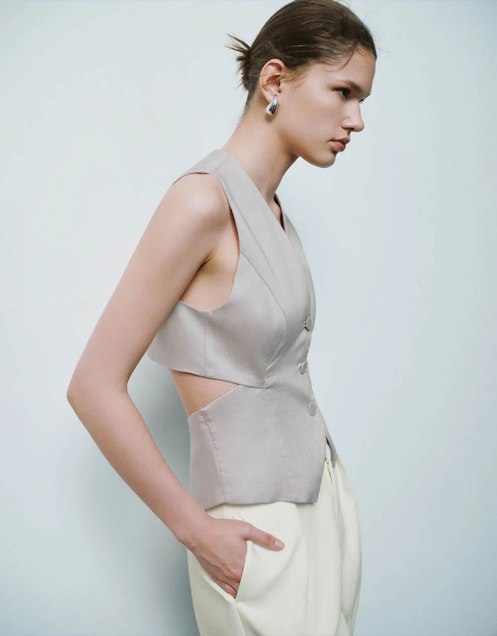 V-Neck Waistcoat sold by Urban Revivo product image thumbnail 3