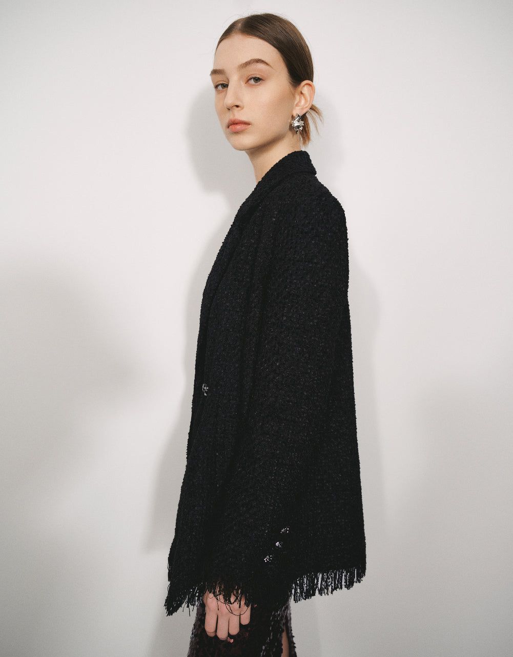 Tweed Straight Notch Lapel Coat sold by Urban Revivo product image thumbnail 3