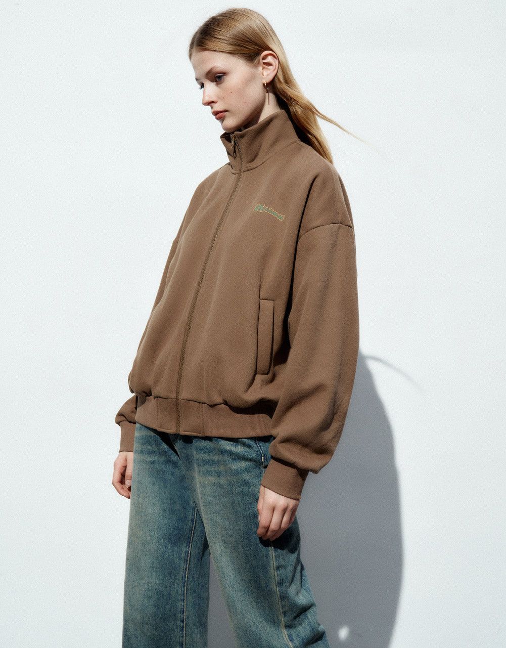 Zipper Front Stand Collar Straight Jacket sold by Urban Revivo product image thumbnail 3