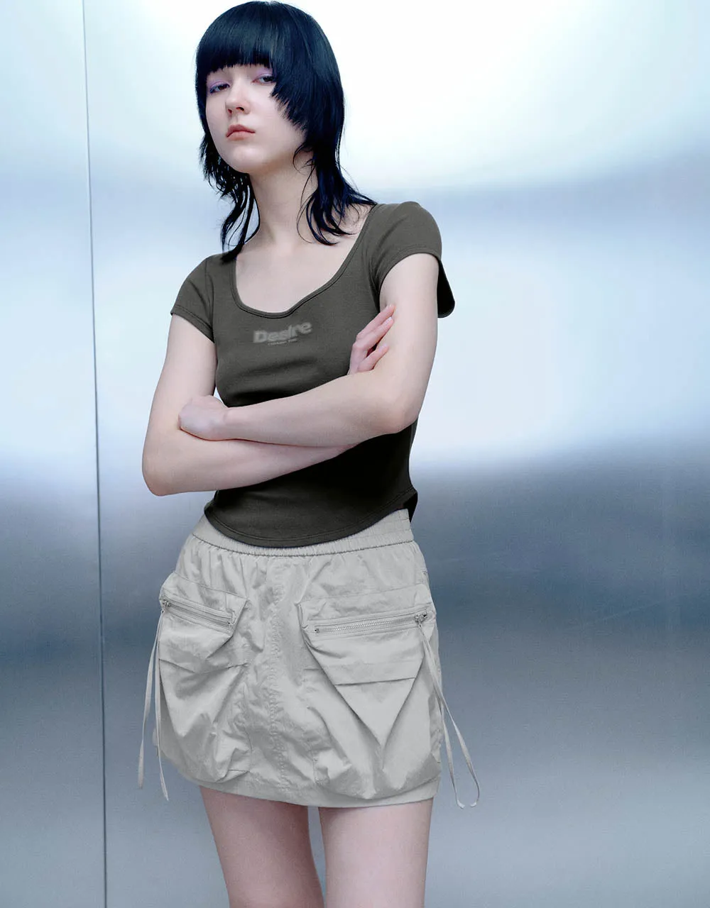 U Neck Skinny T-Shirt sold by Urban Revivo product image thumbnail 3