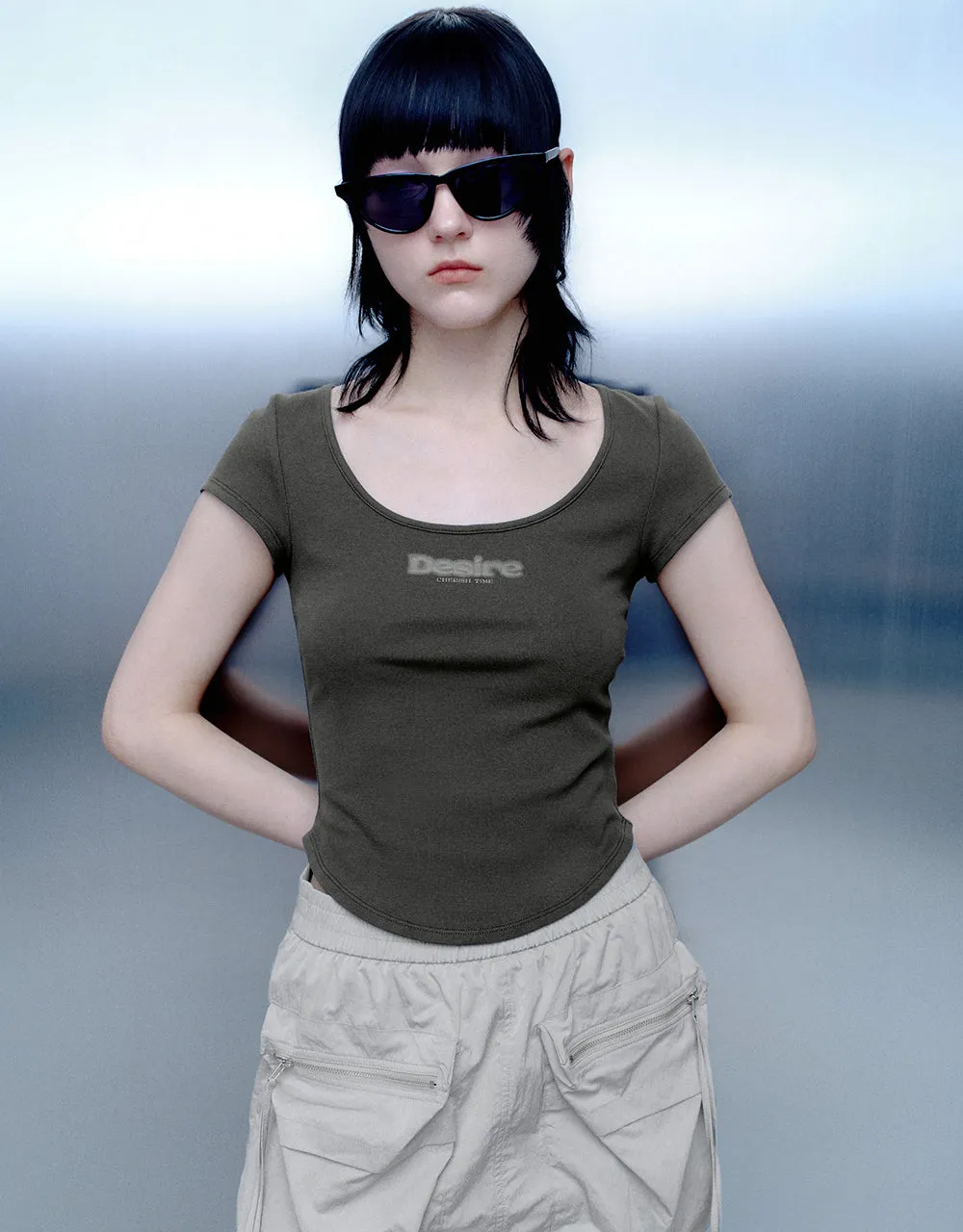 U Neck Skinny T-Shirt sold by Urban Revivo