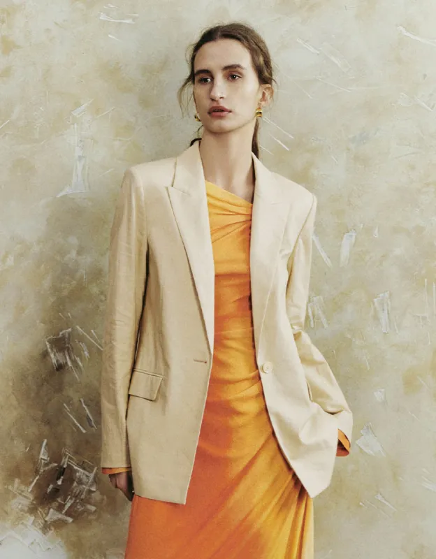 Peak Lapel V-Neck A-Line Blazer sold by Urban Revivo