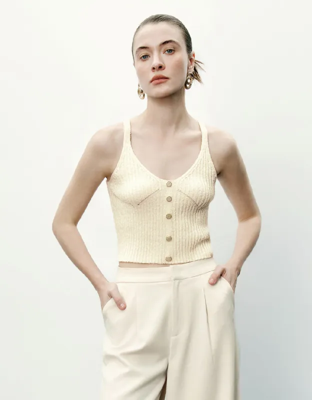 Sleeveless V-Neck Knitted Top sold by Urban Revivo