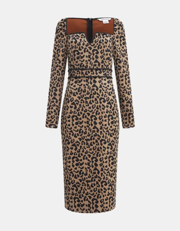 Leopard Print Square Neck Dress sold by Urban Revivo