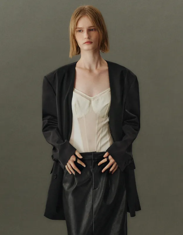 Double Breasted V-Neck Blazer sold by Urban Revivo