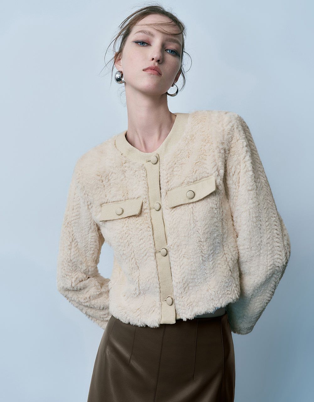 Furry Straight Coat sold by Urban Revivo