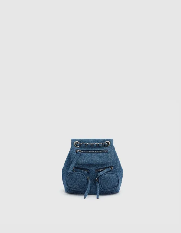 Distressed Denim Mini Backpack sold by Urban Revivo