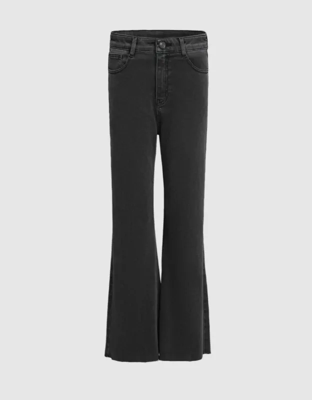 Frayed Hem Flare Jeans sold by Urban Revivo