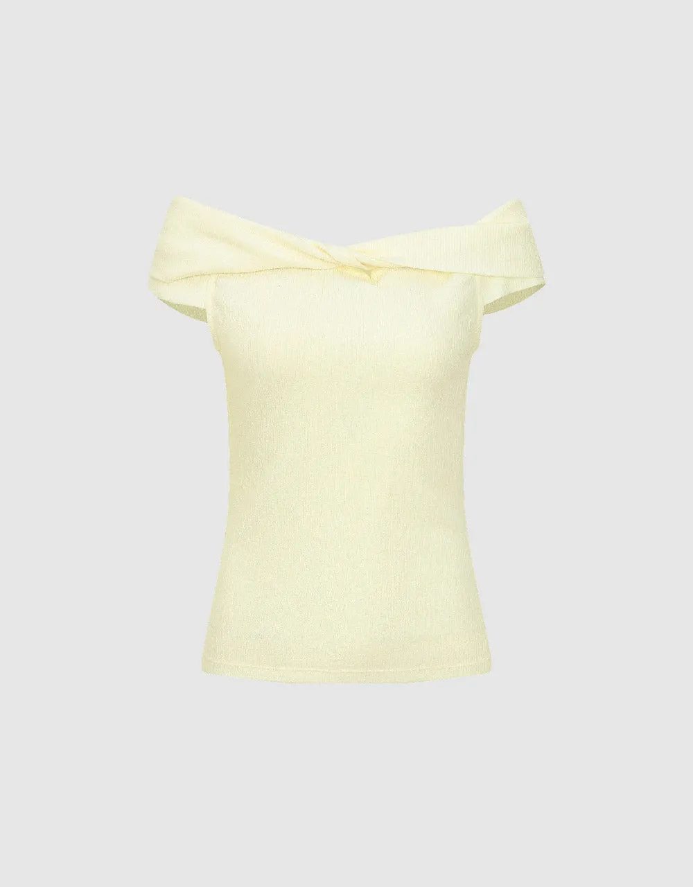 Sleeveless Off-Shoulder Skinny Knitted T-Shirt sold by Urban Revivo product image thumbnail 2