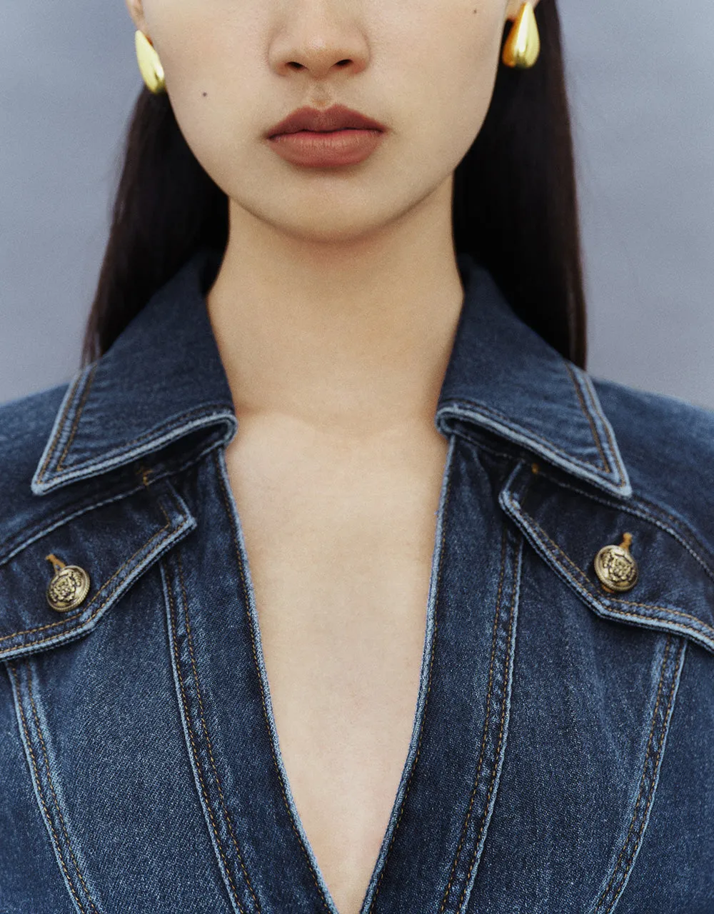 Cropped One Button Denim Jacket sold by Urban Revivo product image thumbnail 4