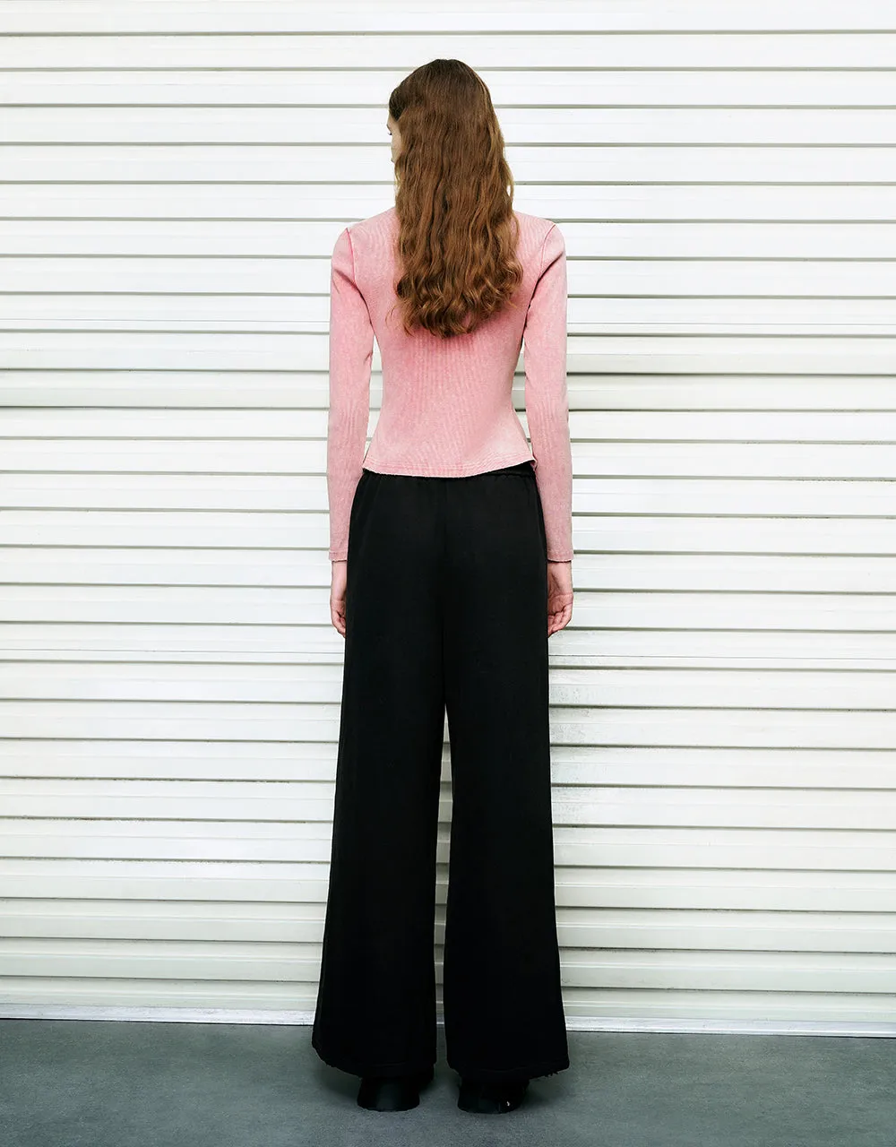 Drawstring Waist Knitted Wide-Leg Pants sold by Urban Revivo product image thumbnail 5