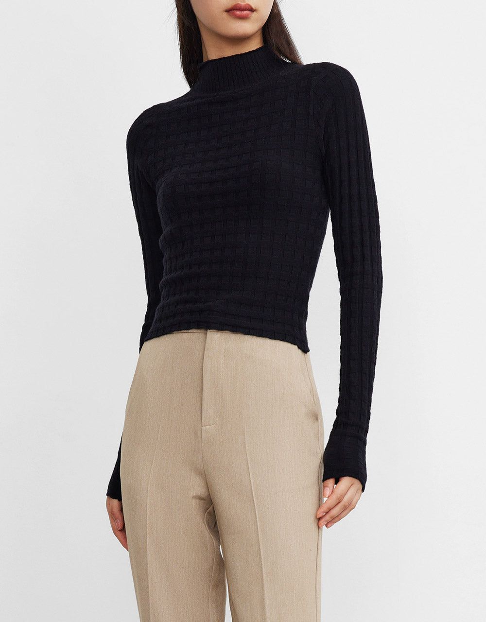 Textured Turtle Neck Tee sold by Urban Revivo product image thumbnail 2