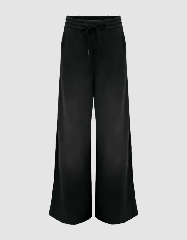 Drawstring Waist Knitted Wide-Leg Pants sold by Urban Revivo