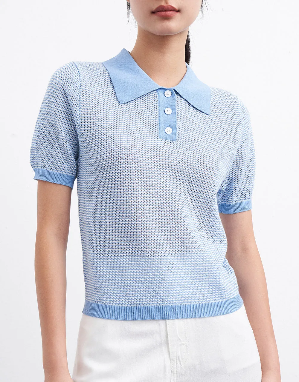 Contrast Trim Knitted Polo Shirt sold by Urban Revivo product image thumbnail 2