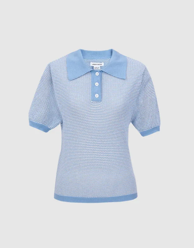 Contrast Trim Knitted Polo Shirt sold by Urban Revivo
