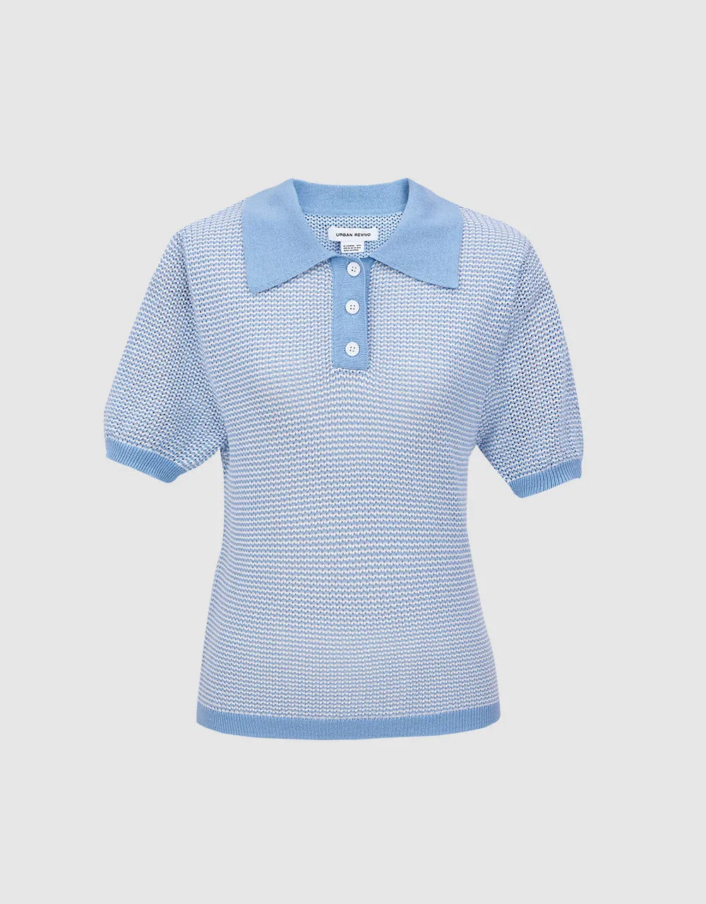 Contrast Trim Knitted Polo Shirt sold by Urban Revivo