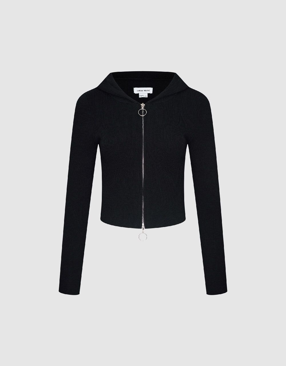 Zipper Front Hooded Knitted Cardigan sold by Urban Revivo