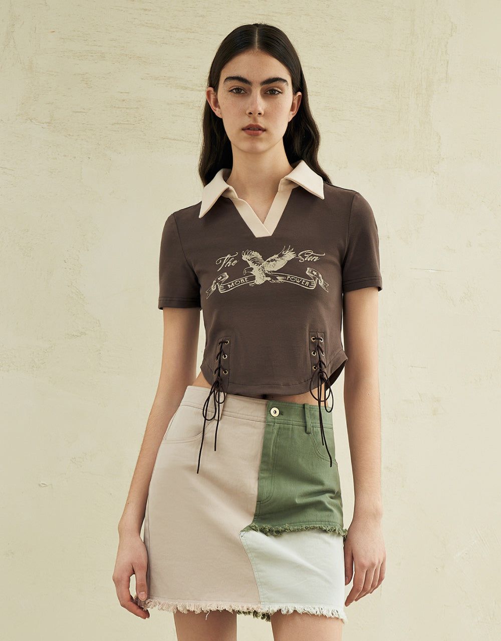 Graphic V-Neck Skinny T-Shirt sold by Urban Revivo