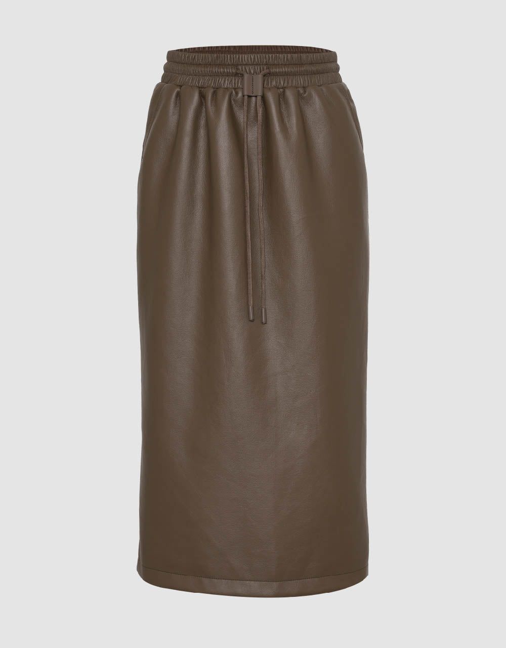 Drawstring Waist Vegan Leather Midi A-Line Skirt sold by Urban Revivo