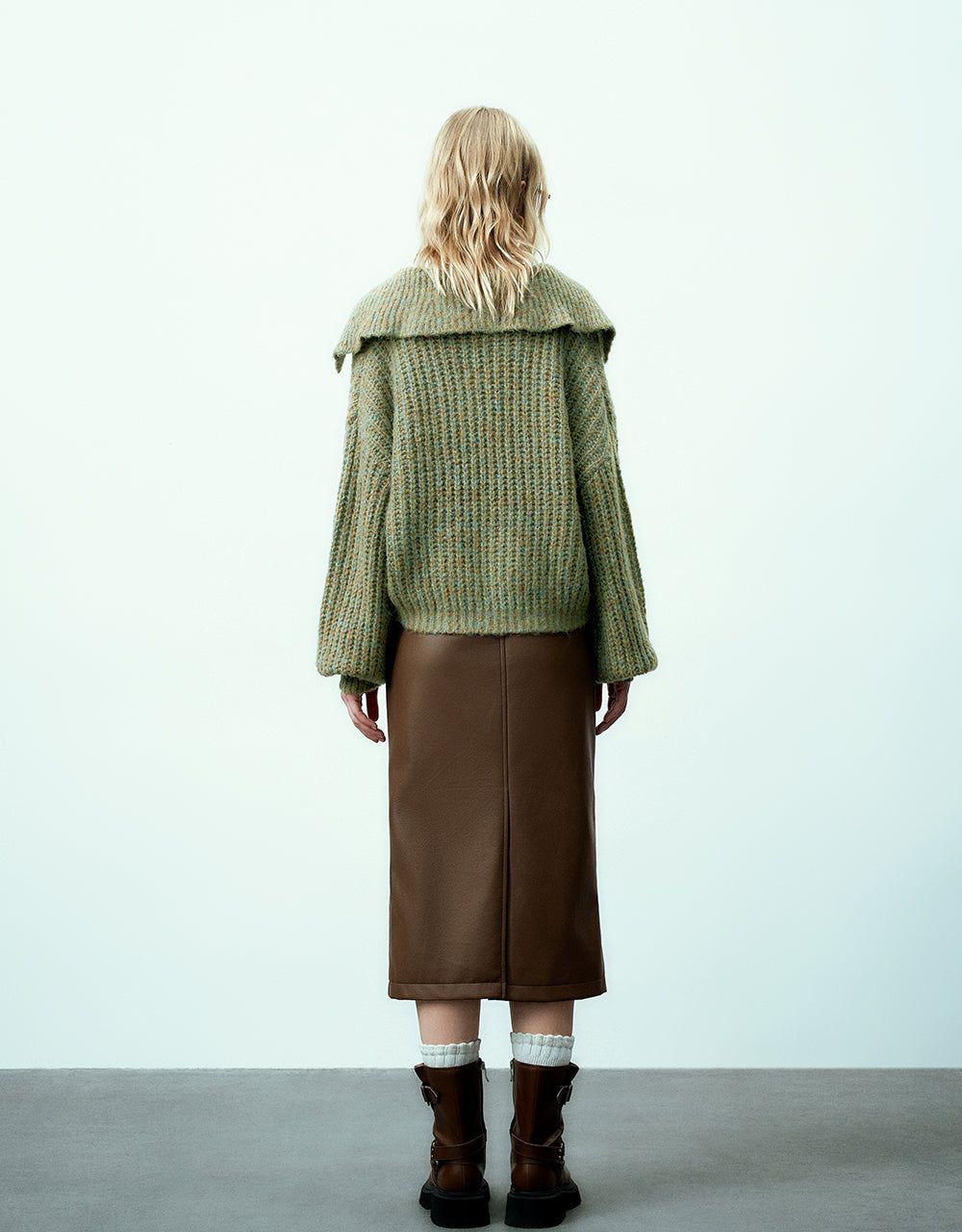 Drawstring Waist Vegan Leather Midi A-Line Skirt sold by Urban Revivo product image thumbnail 5