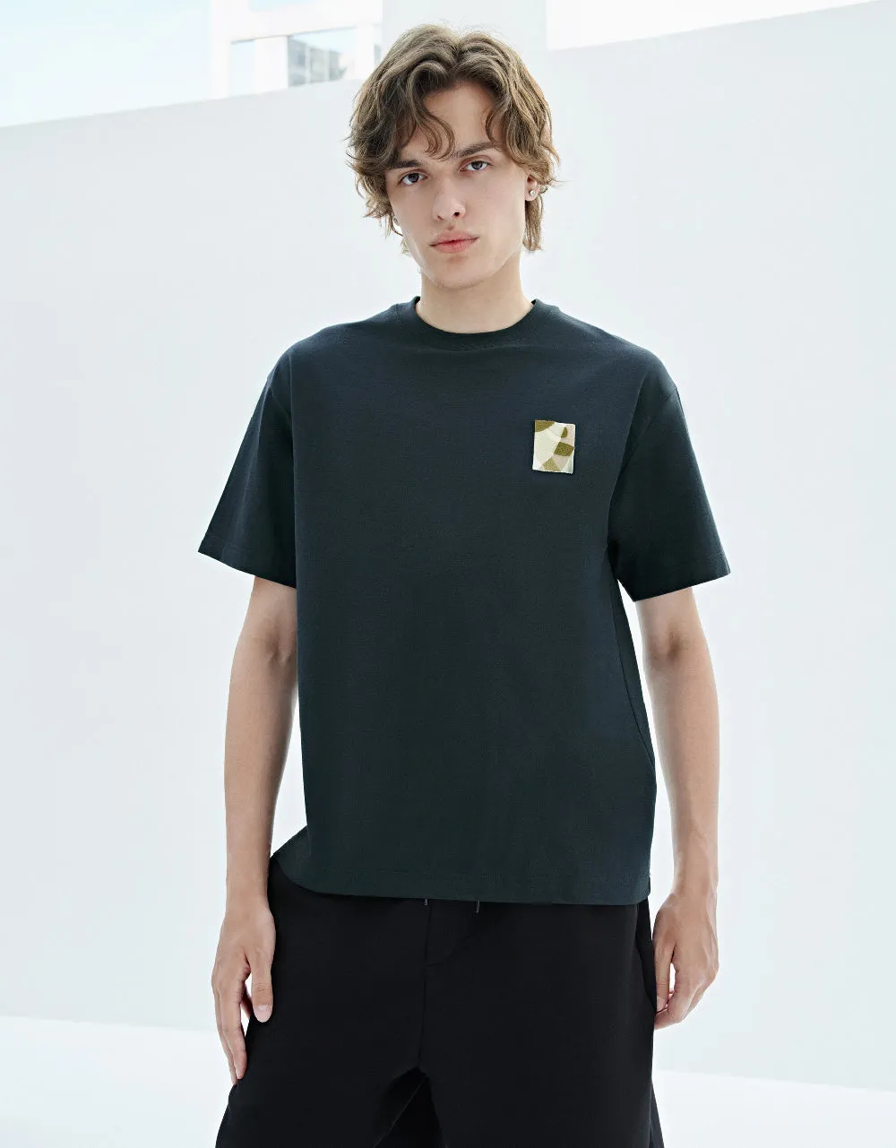 Drop Shoulder Sleeve Crew Neck T-Shirt sold by Urban Revivo