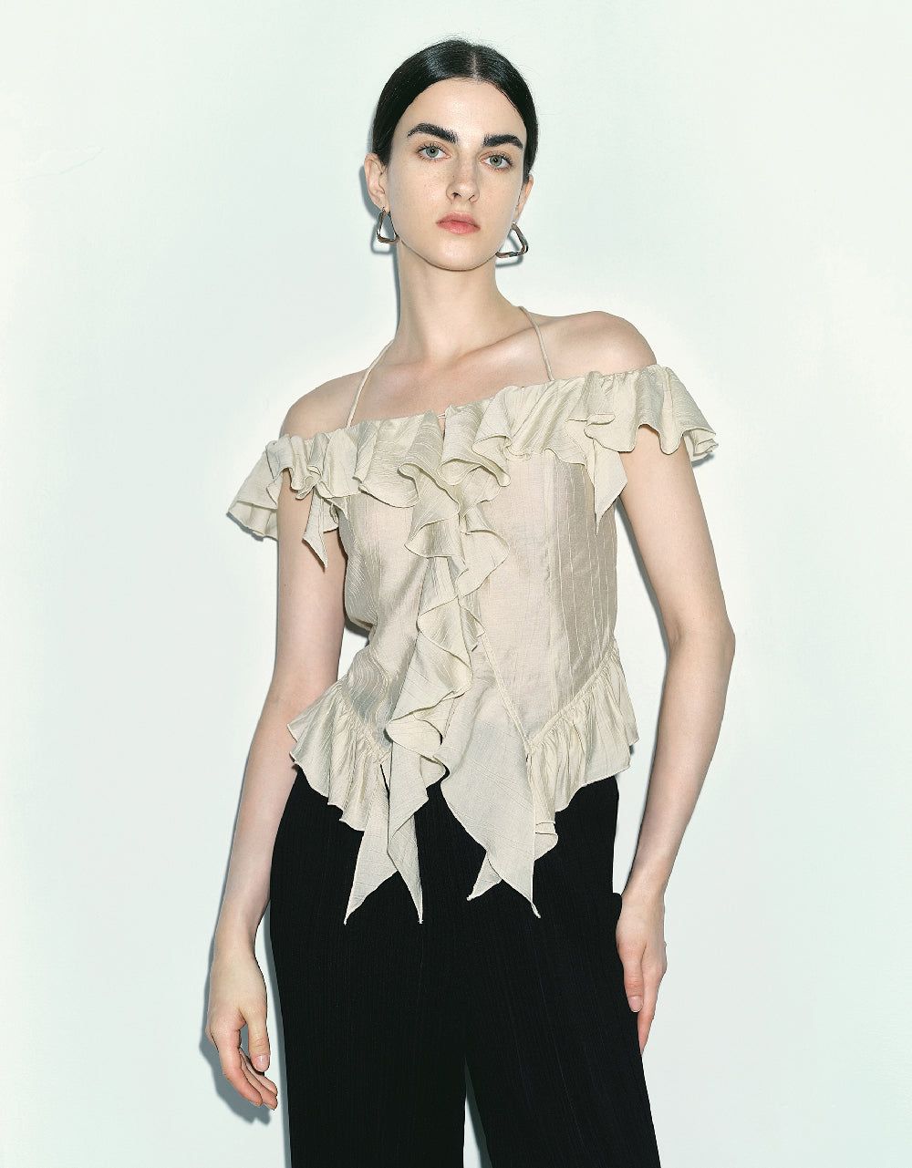 Ruffle Off-Shoulder Blouse sold by Urban Revivo