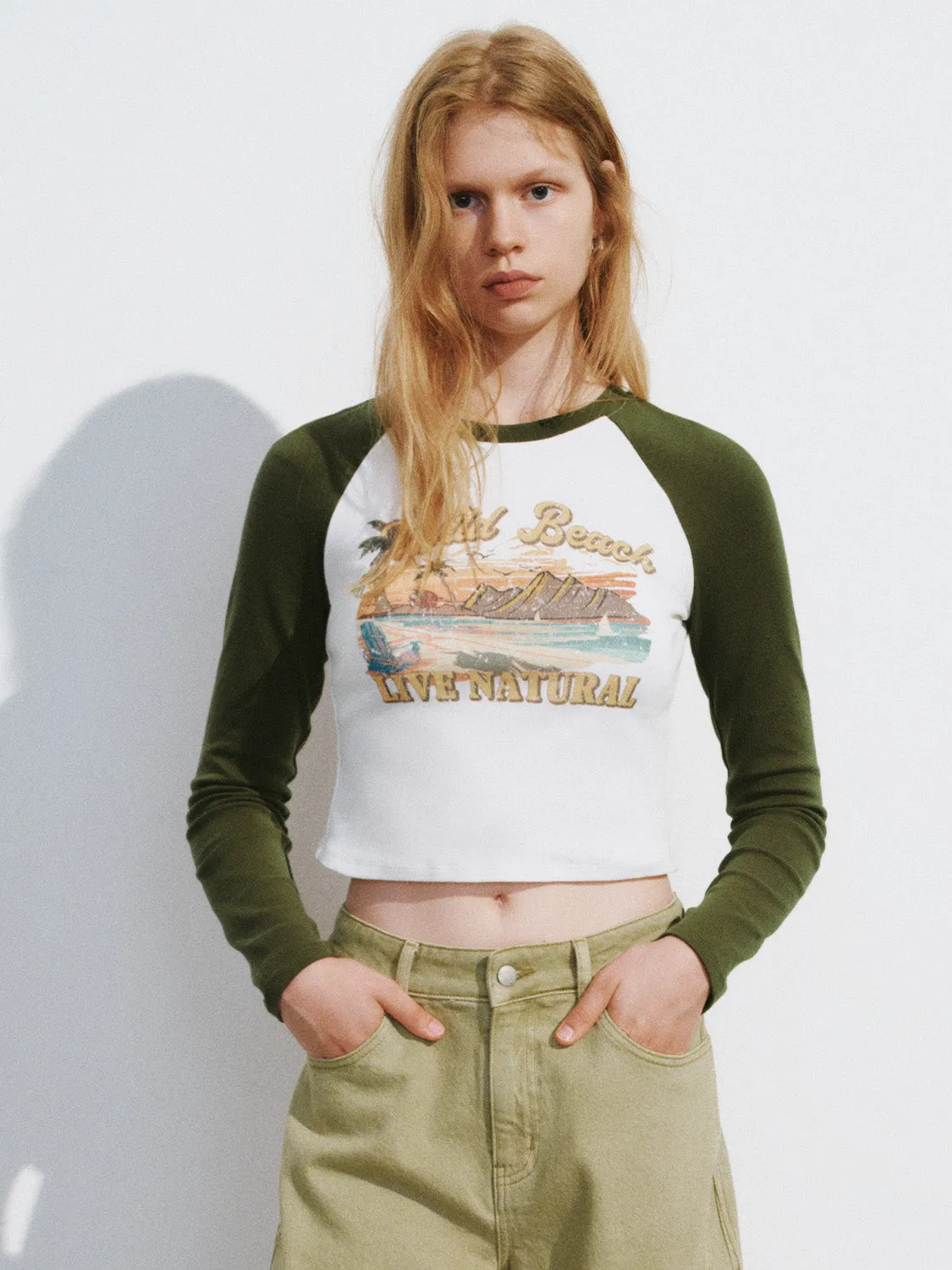 Printed Crew Neck Skinny T-Shirt sold by Urban Revivo