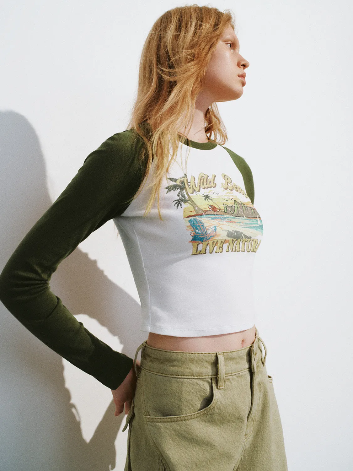 Printed Crew Neck Skinny T-Shirt sold by Urban Revivo product image thumbnail 3