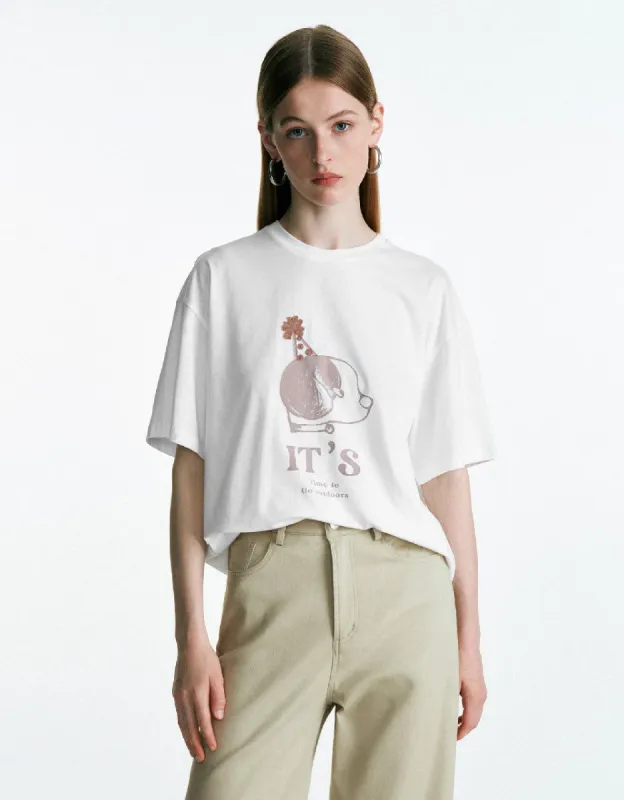 Printed Crew Neck T-Shirt sold by Urban Revivo