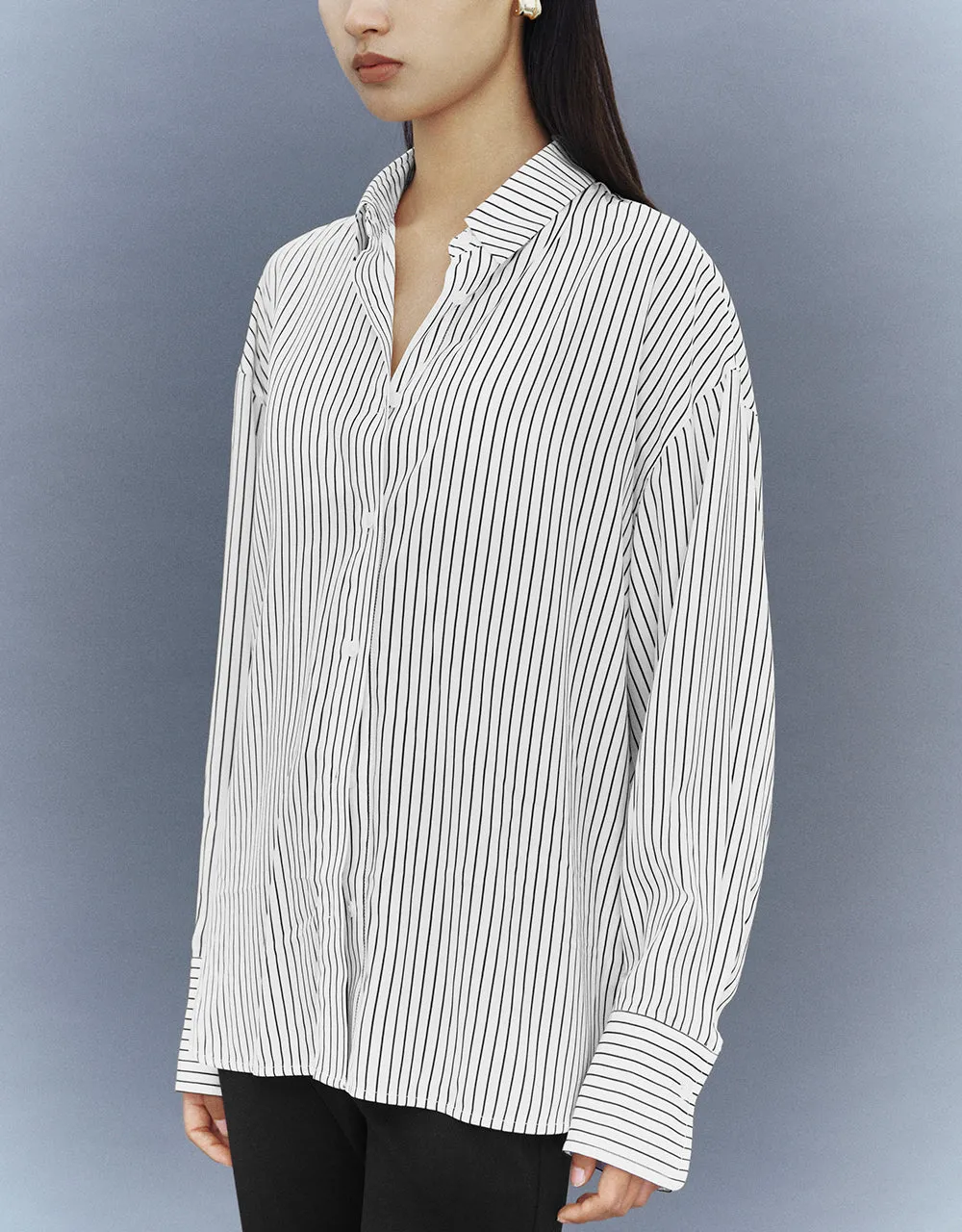 Button Up Striped Straight Shirt sold by Urban Revivo product image thumbnail 3