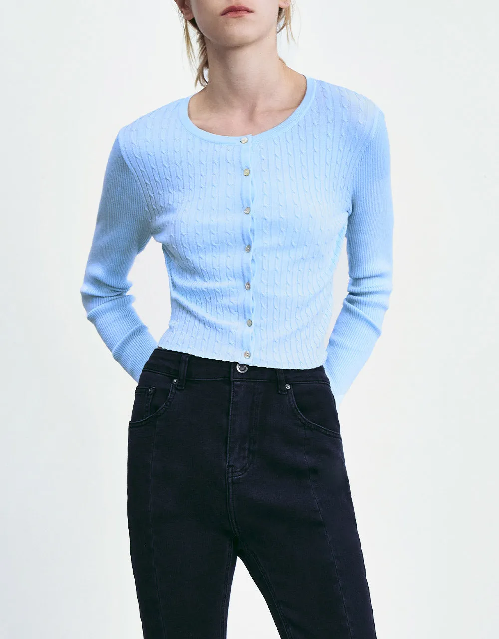 Cable Knit Fitted Cardigan sold by Urban Revivo product image thumbnail 4
