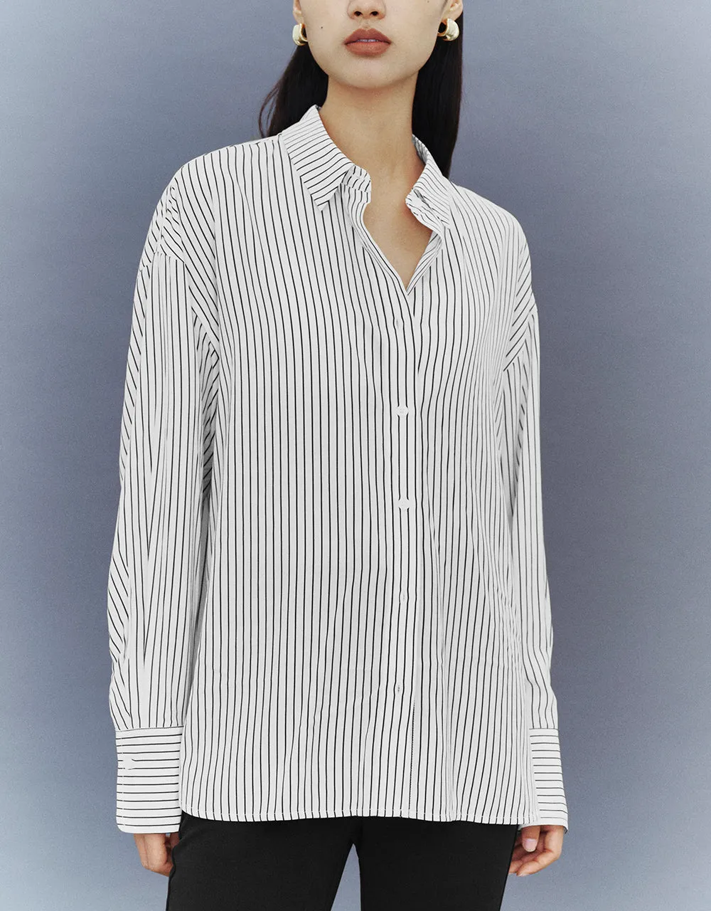 Button Up Striped Straight Shirt sold by Urban Revivo product image thumbnail 2