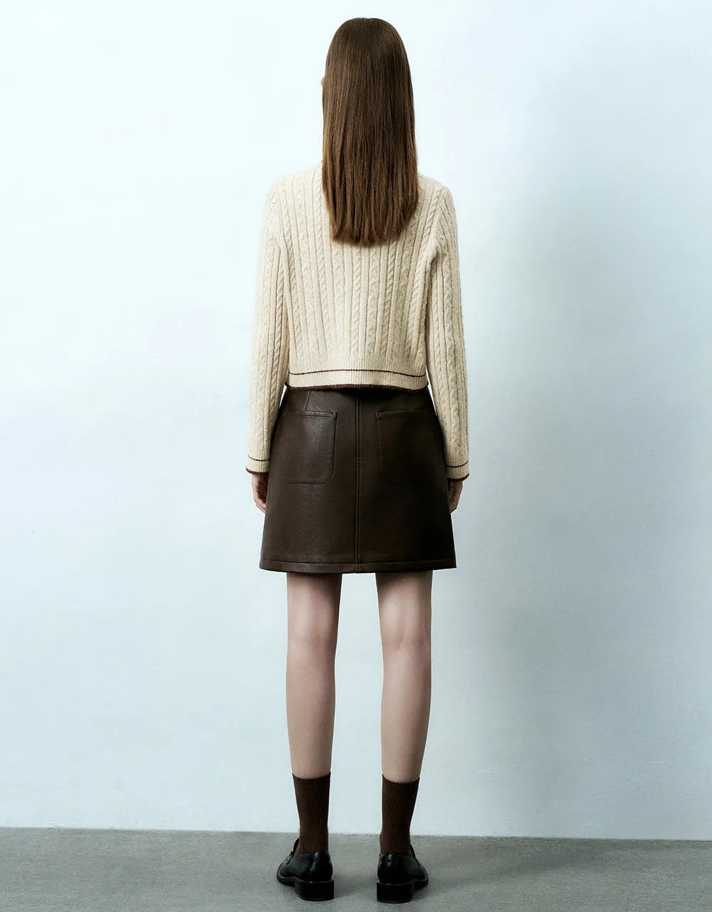 Vegan Leather Mini A-Line Skirt sold by Urban Revivo product image thumbnail 5