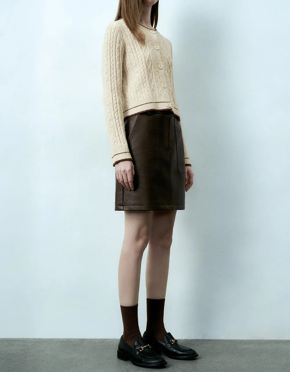 Vegan Leather Mini A-Line Skirt sold by Urban Revivo product image thumbnail 4