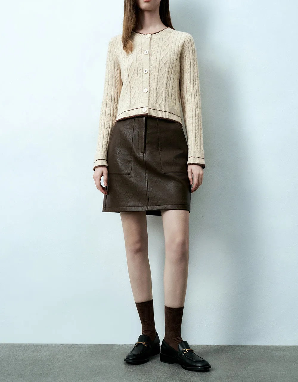 Vegan Leather Mini A-Line Skirt sold by Urban Revivo product image thumbnail 2