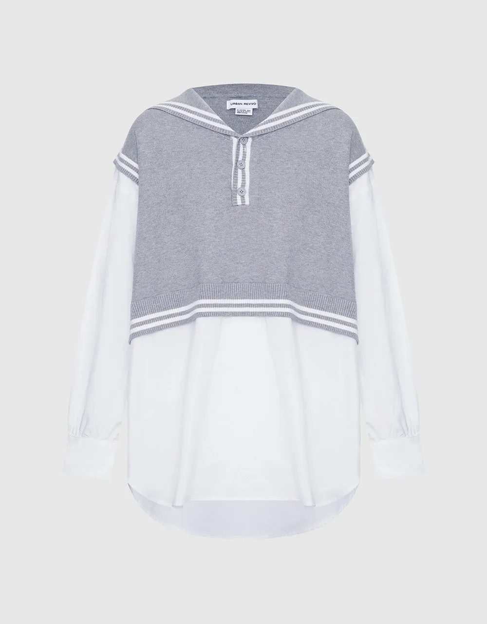 2 In 1 Knitted Vest & Striped Shirt sold by Urban Revivo