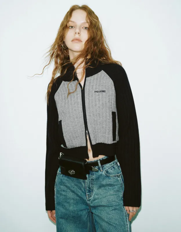 Zipper Front Raglan Sleeve Knitted Cardigan sold by Urban Revivo