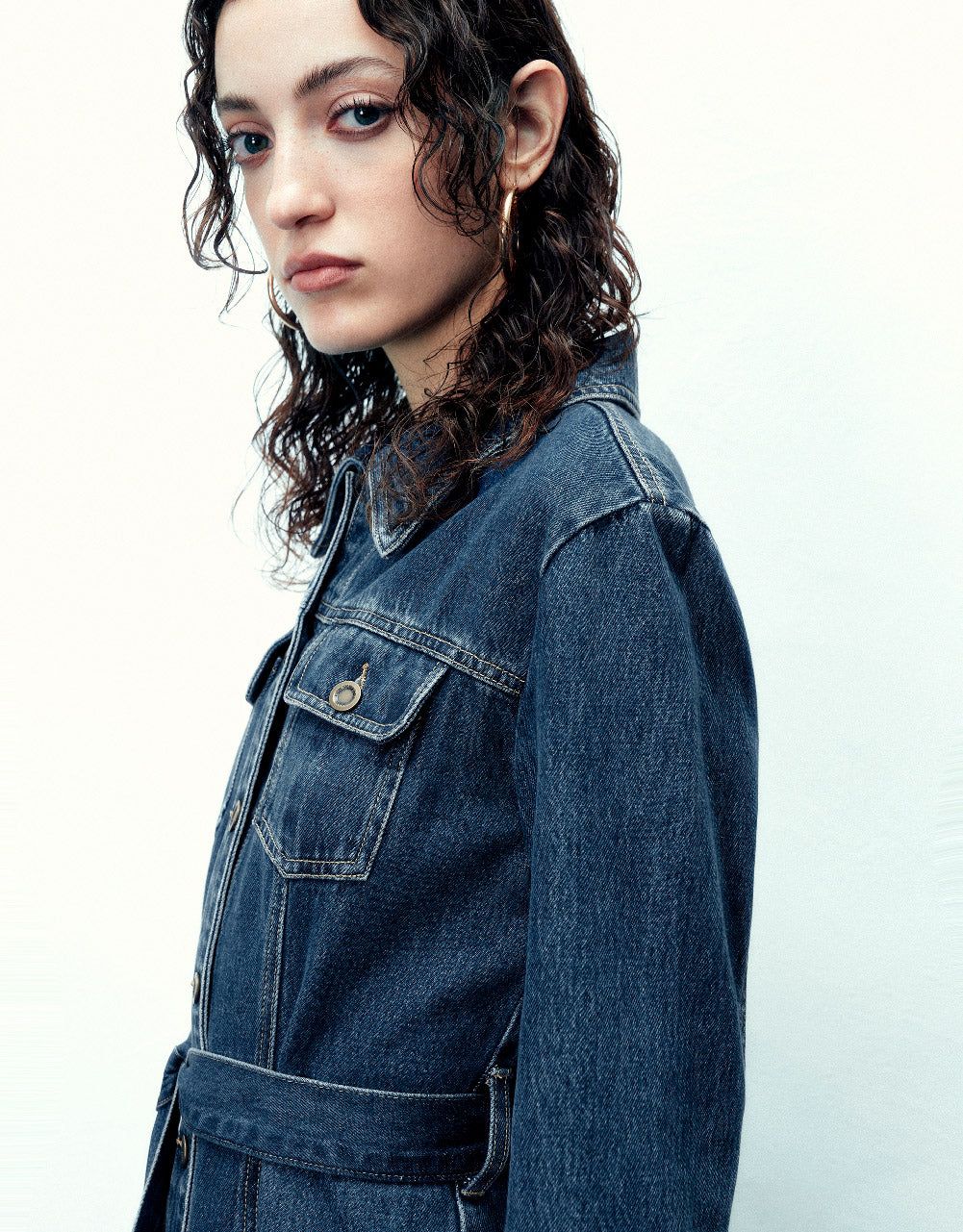 Lapel Denim Dress With Belt sold by Urban Revivo product image thumbnail 5