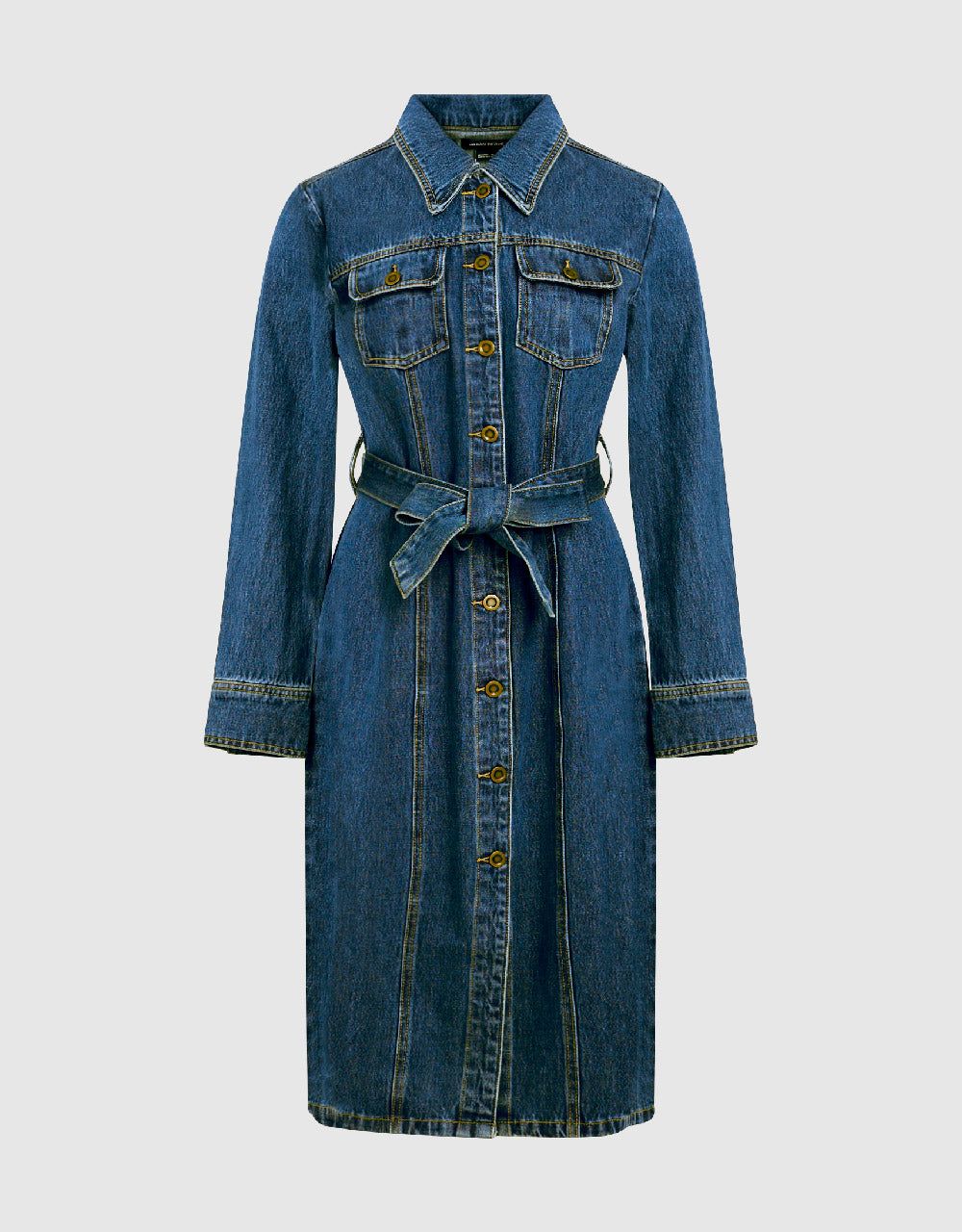 Lapel Denim Dress With Belt sold by Urban Revivo product image thumbnail 2