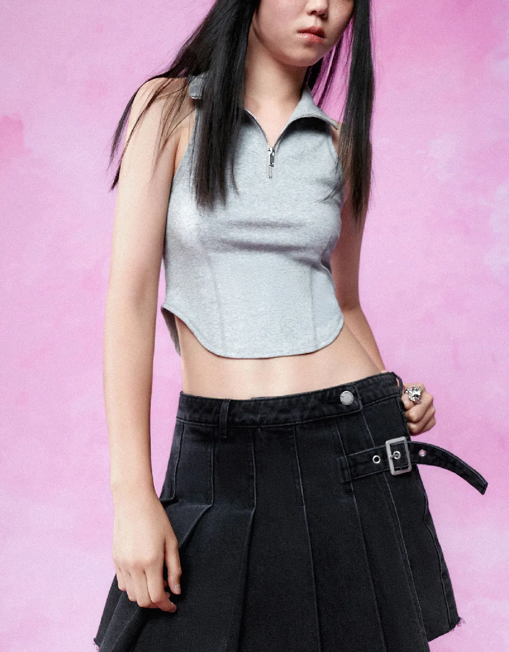 Zip Half Placket Tank Top sold by Urban Revivo product image thumbnail 4