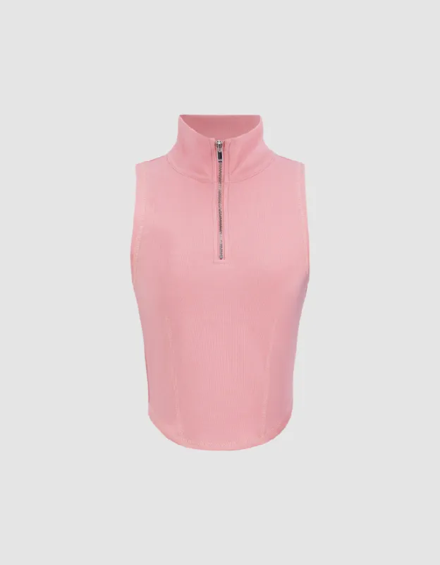 Zip Half Placket Tank Top sold by Urban Revivo