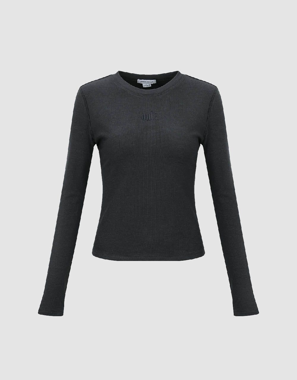 Letter Embossed Crew Neck Skinny T-Shirt sold by Urban Revivo product image thumbnail 2