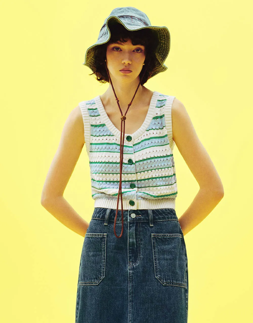 Striped Knitted Vest sold by Urban Revivo