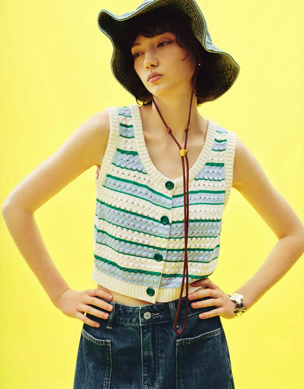 Striped Knitted Vest sold by Urban Revivo product image thumbnail 2