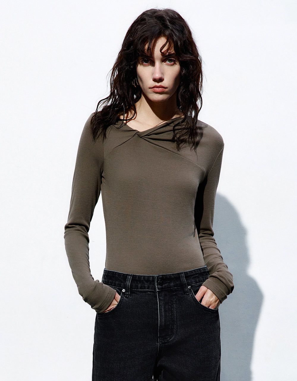 One Shoulder Skinny Knitted T-Shirt sold by Urban Revivo