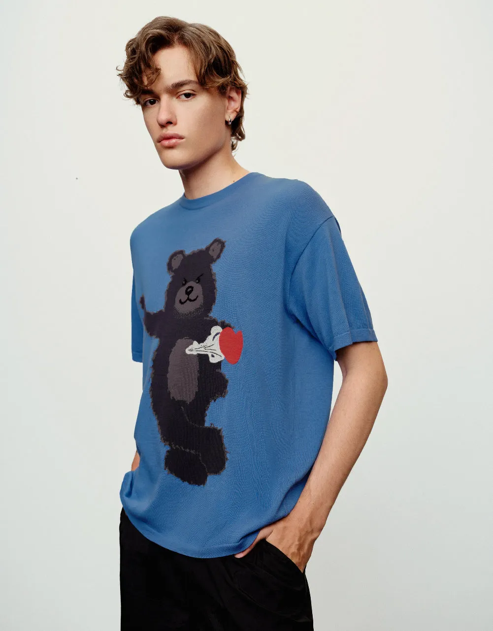 Bear Printed Knitted T-Shirt sold by Urban Revivo product image thumbnail 3