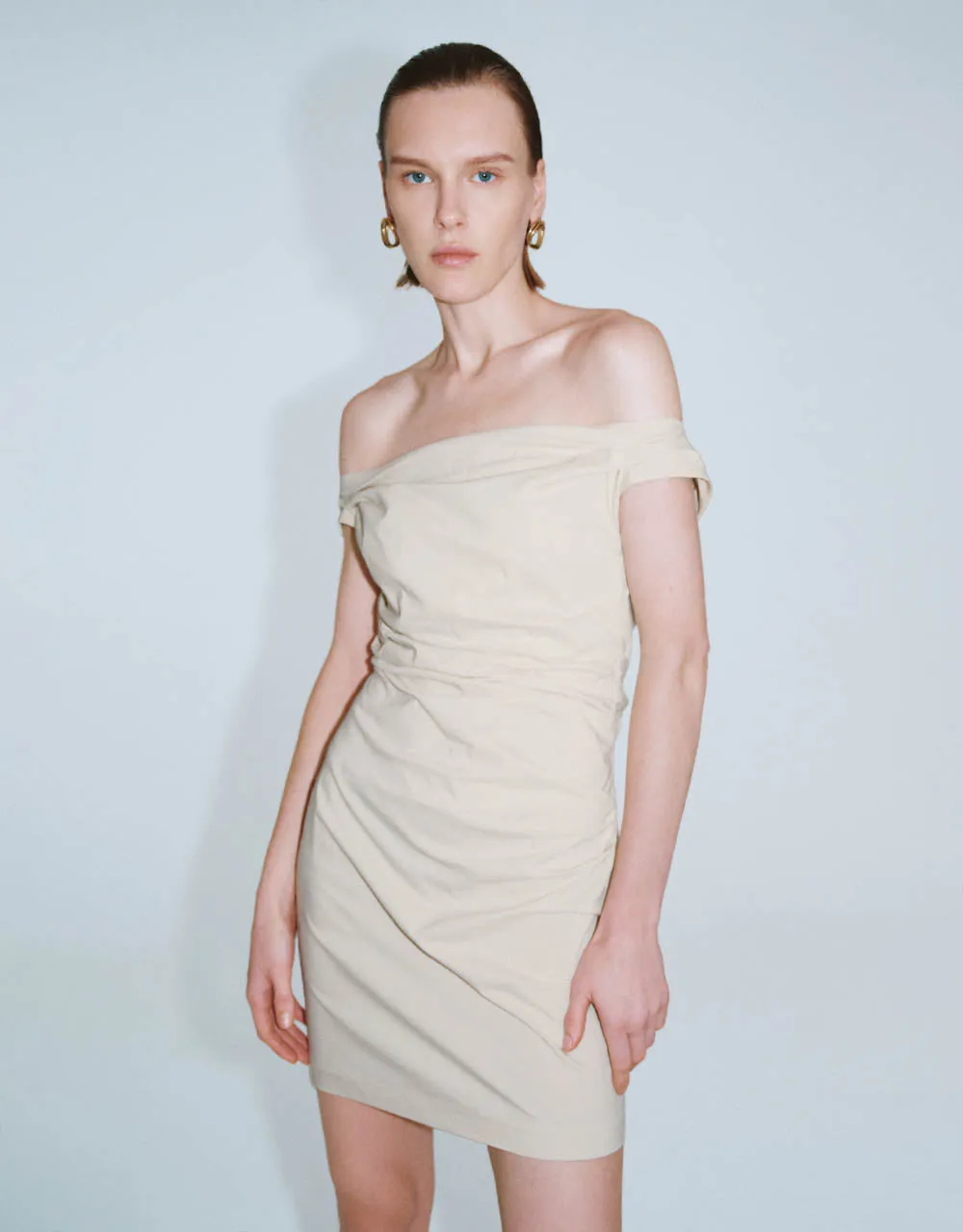 Ruched Sleeveless Off-Shoulder Skinny Dress sold by Urban Revivo